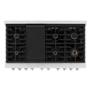 ZLINE - 48 in. 6.7 cu. ft. Paramount Double Oven Dual Fuel Range with 8 Burner Gas Cooktop in Stainless Steel with White Matte Doors
