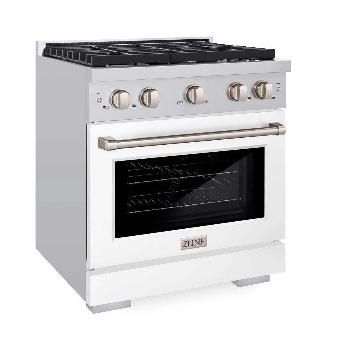 ZLINE - 30 in. 4.2 cu. ft. Paramount Gas Range with 4 Burner Cooktop and Convection Gas Oven in Stainless Steel with White Matte Door