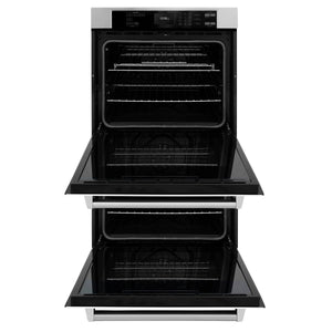 ZLINE - 30 in. Professional True Convection Double Wall Oven with Air Fry and Self Clean in Stainless Steel with White Matte Doors