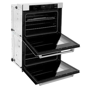 ZLINE - 30 in. Professional True Convection Double Wall Oven with Air Fry and Self Clean in Stainless Steel with White Matte Doors