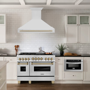 ZLINE - 48" Autograph Edition Stainless Steel Range Hood with Stainless Steel Shell and Champagne Bronze Handle (8654STZ-48-CB)