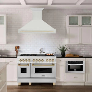 ZLINE - 48" Autograph Edition Stainless Steel Range Hood with Stainless Steel Shell and Gold Handle (8654STZ-48-G)