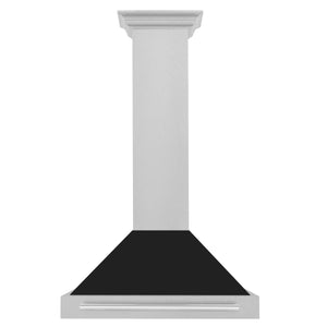 ZLINE - 30 in. Convertible Satin Stainless Steel Wall Mount Range Hood with Black Matte Shell and Stainless Steel Handle (KB4SNX-BLM-30)