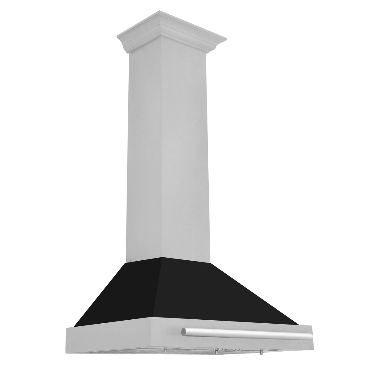ZLINE - 30 in. Convertible Satin Stainless Steel Wall Mount Range Hood with Black Matte Shell and Stainless Steel Handle (KB4SNX-BLM-30)