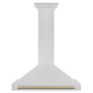 ZLINE - Autograph Edition 36 in. Convertible Satin Stainless Steel Wall Mount Range Hood with Champagne Bronze Handle (KB4SNZ-36-CB)
