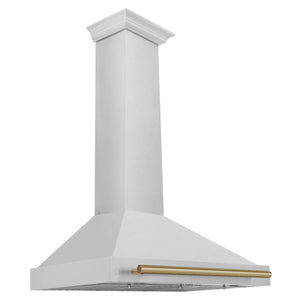 ZLINE - Autograph Edition 36 in. Convertible Satin Stainless Steel Wall Mount Range Hood with Champagne Bronze Handle (KB4SNZ-36-CB)