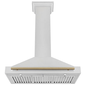 ZLINE - Autograph Edition 36 in. Convertible Satin Stainless Steel Wall Mount Range Hood with Champagne Bronze Handle (KB4SNZ-36-CB)