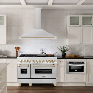 ZLINE - 48 in. Autograph Edition Convertible Stainless Steel Range Hood with Stainless Steel Shell and Polished Polished Gold Accents (KB4STZ-48-G)