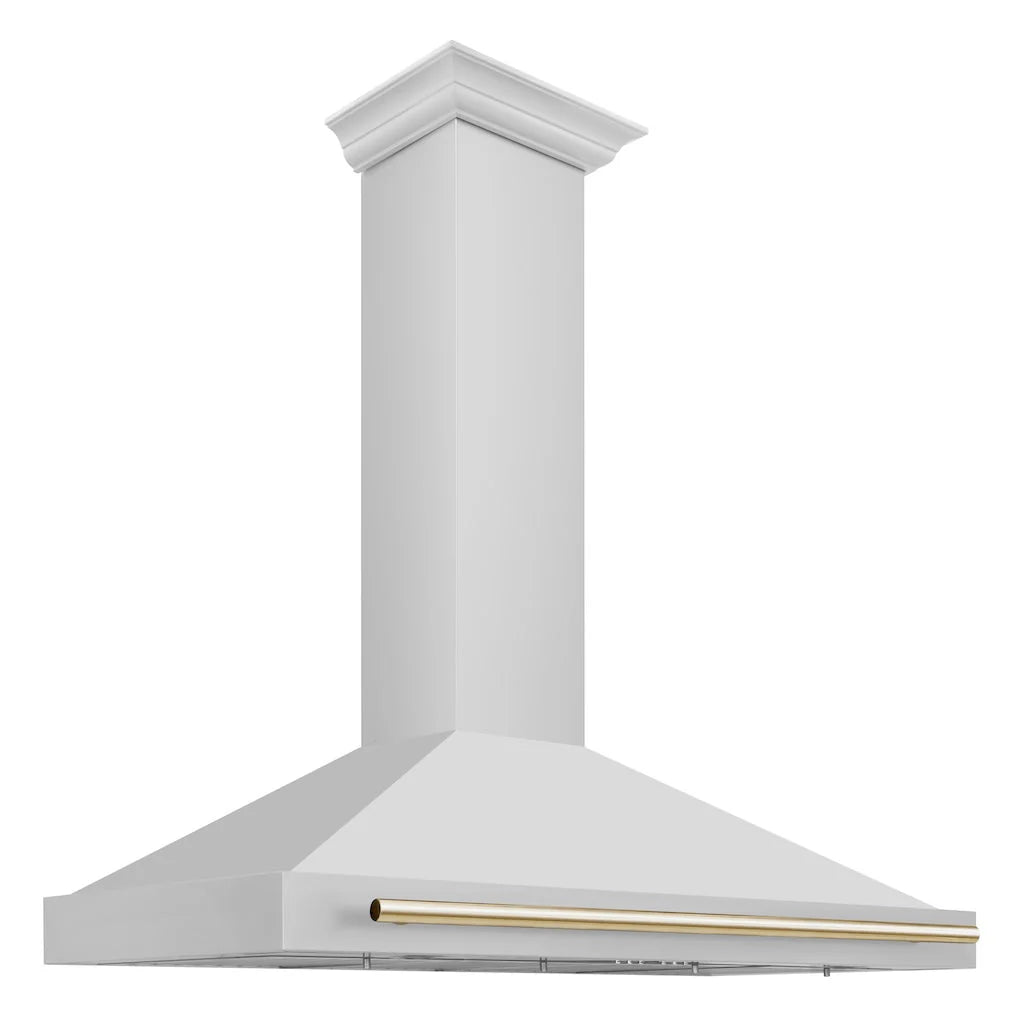 ZLINE - 48 in. Autograph Edition Convertible Stainless Steel Range Hood with Stainless Steel Shell and Polished Polished Gold Accents (KB4STZ-48-G)