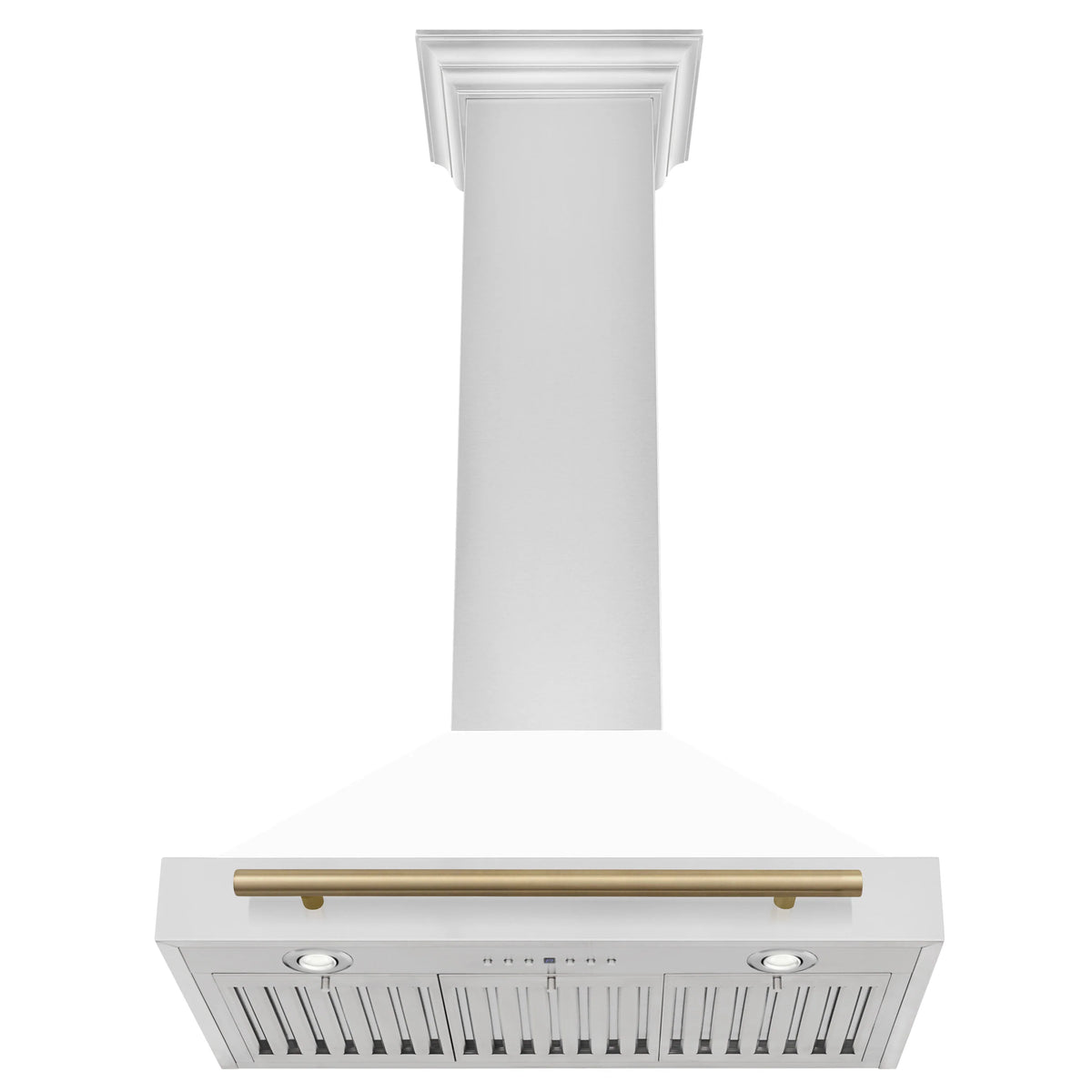 ZLINE - 30 in. Autograph Edition Convertible Stainless Steel Range Hood with White Matte Shell and Champagne Bronze Accents (KB4STZ-WM30-CB)