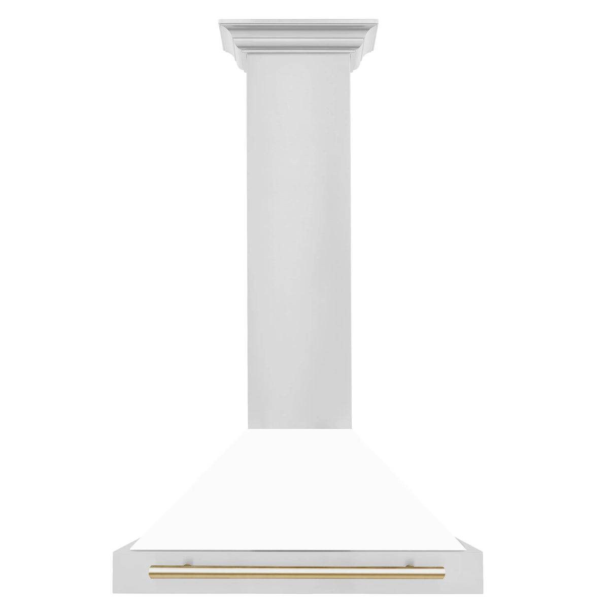 ZLINE - 30 in. Autograph Edition Convertible Stainless Steel Range Hood with White Matte Shell and Polished Polished Gold Accents (KB4STZ-WM30-G)