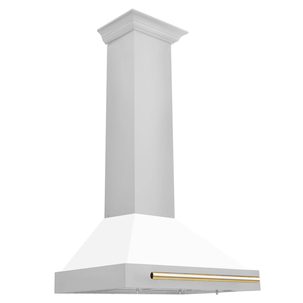 ZLINE - 30 in. Autograph Edition Convertible Stainless Steel Range Hood with White Matte Shell and Polished Polished Gold Accents (KB4STZ-WM30-G)