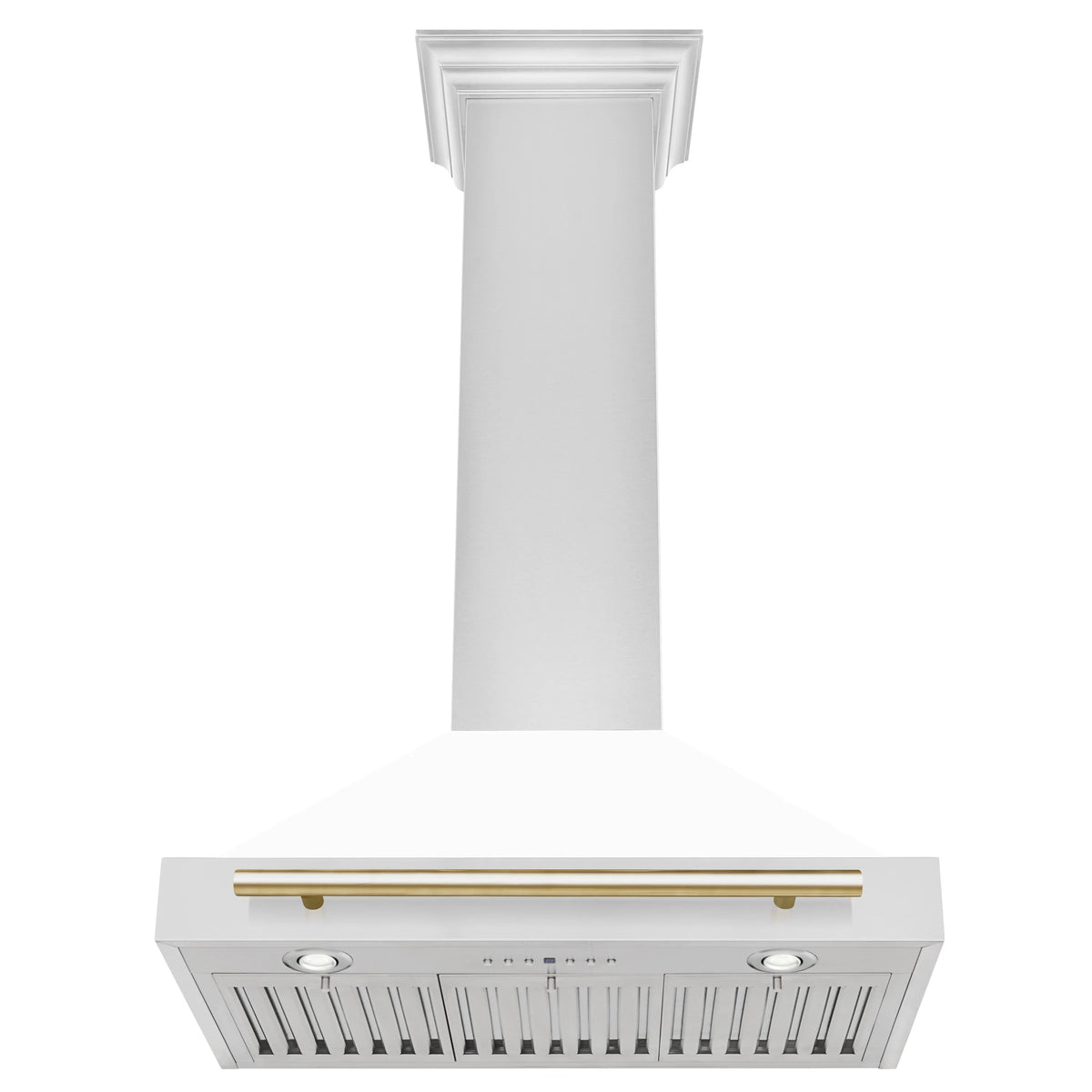 ZLINE - 30 in. Autograph Edition Convertible Stainless Steel Range Hood with White Matte Shell and Polished Polished Gold Accents (KB4STZ-WM30-G)