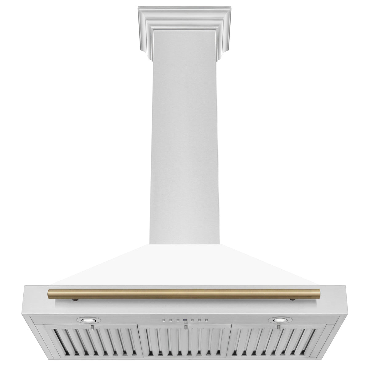 ZLINE - 36 in. Autograph Edition Convertible Stainless Steel Range Hood with White Matte Shell and Champagne Bronze Accents (KB4STZ-WM36-CB)