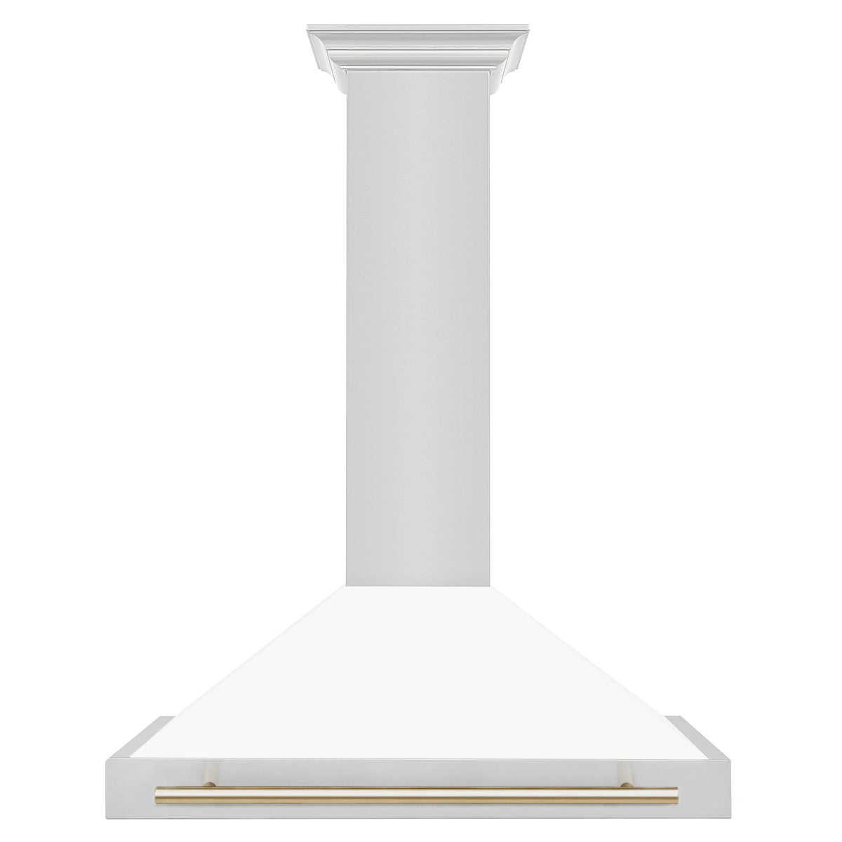 ZLINE - 36 in. Autograph Edition Convertible Stainless Steel Range Hood with White Matte Shell and Polished Polished Gold Accents (KB4STZ-WM36-G)