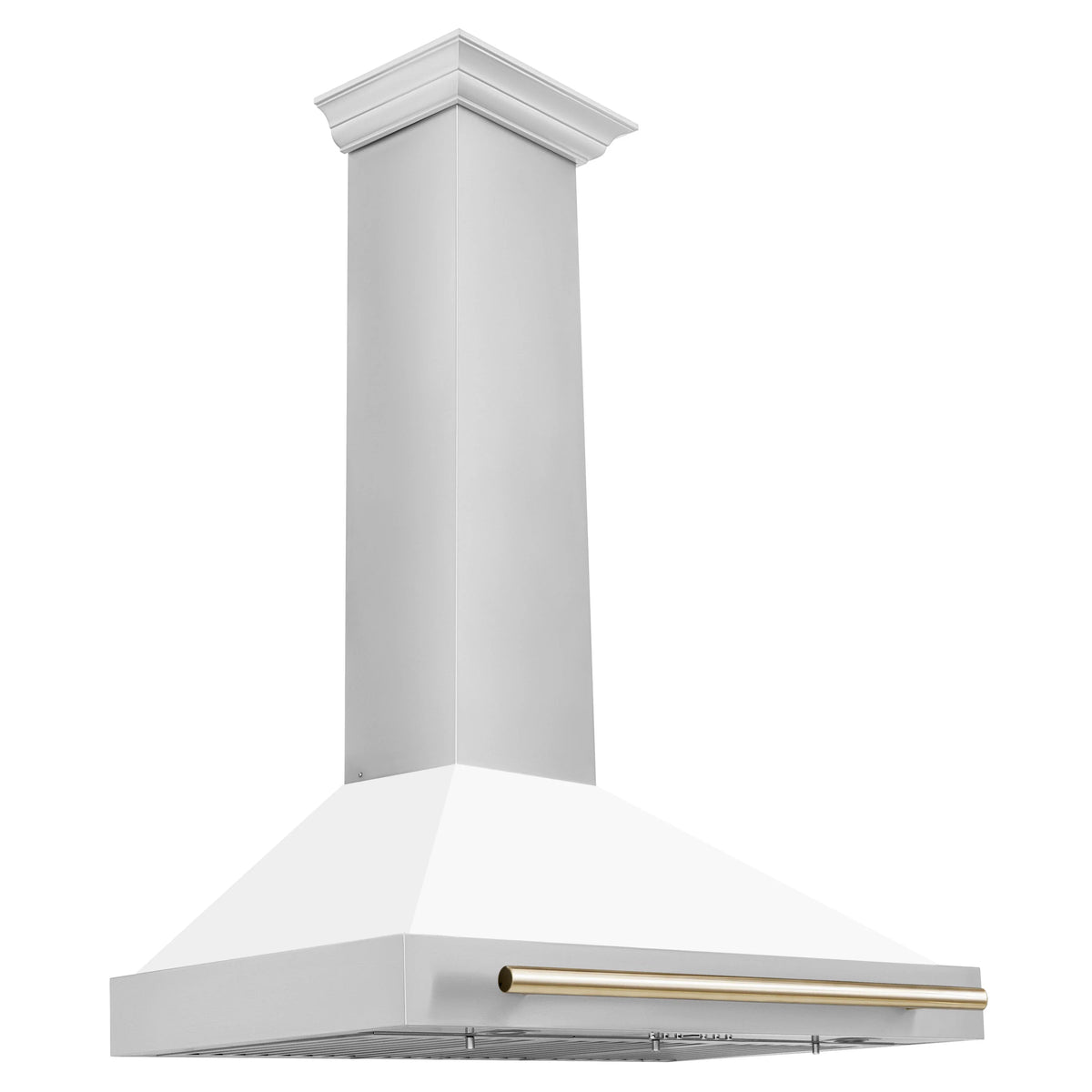 ZLINE - 36 in. Autograph Edition Convertible Stainless Steel Range Hood with White Matte Shell and Polished Polished Gold Accents (KB4STZ-WM36-G)