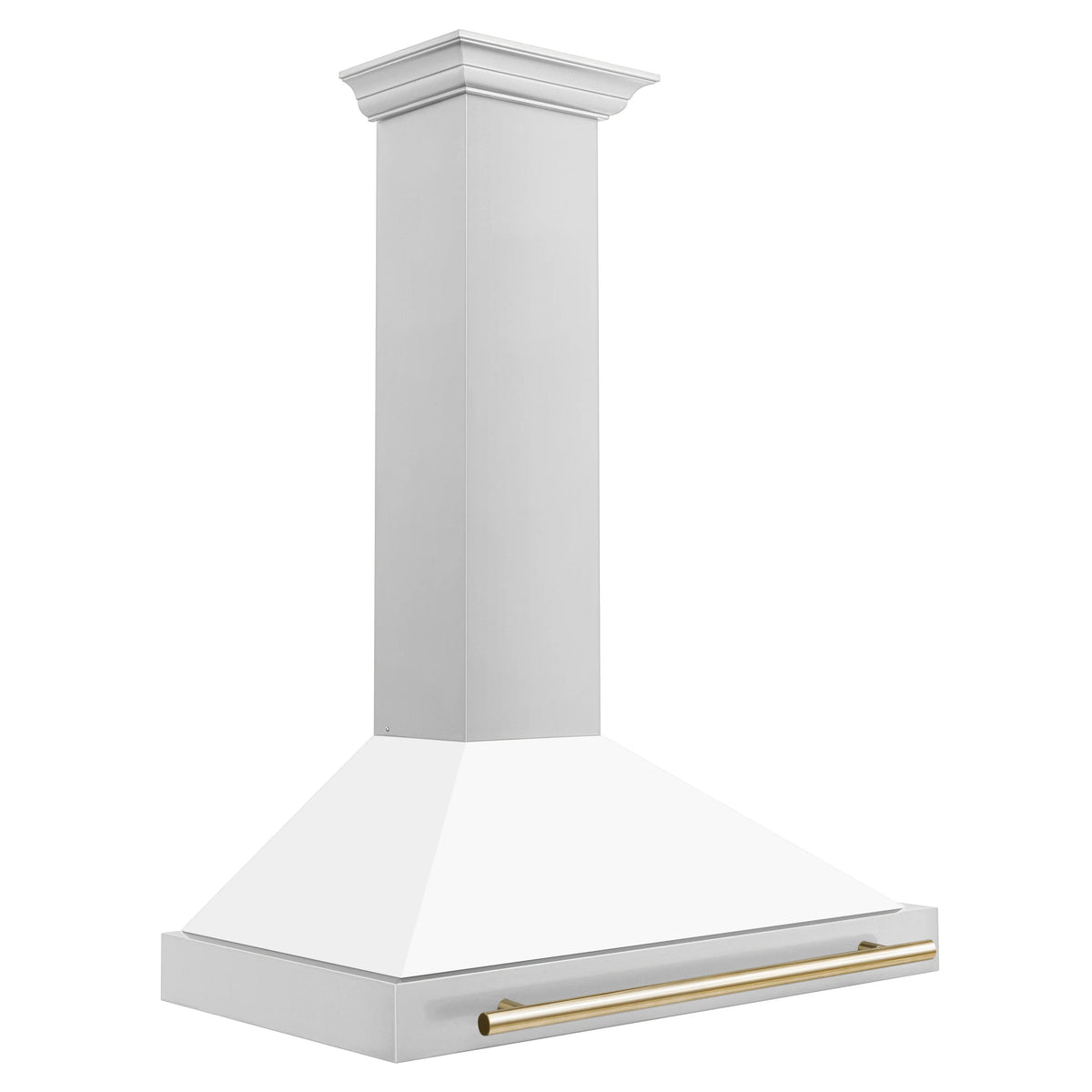 ZLINE - 36 in. Autograph Edition Convertible Stainless Steel Range Hood with White Matte Shell and Polished Polished Gold Accents (KB4STZ-WM36-G)