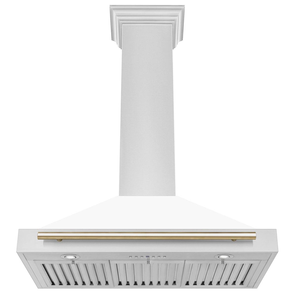ZLINE - 36 in. Autograph Edition Convertible Stainless Steel Range Hood with White Matte Shell and Polished Polished Gold Accents (KB4STZ-WM36-G)
