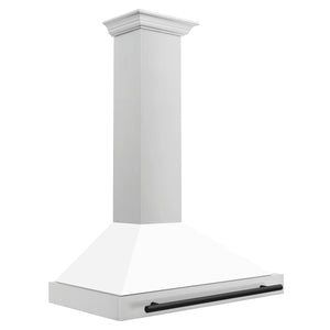 ZLINE - 36 in.Autograph Edition Convertible Stainless Steel Range Hood with White Matte Shell and Matte Black Accents (KB4STZ-WM36-MB)