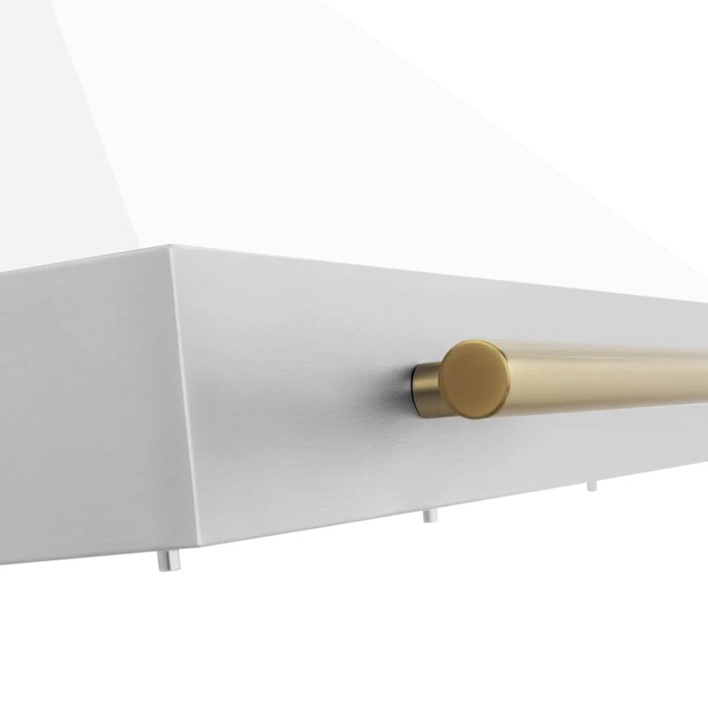 ZLINE - 48 in. Autograph Edition Convertible Stainless Steel Range Hood with White Matte Shell and Polished Polished Gold Accents (KB4STZ-WM48-G)