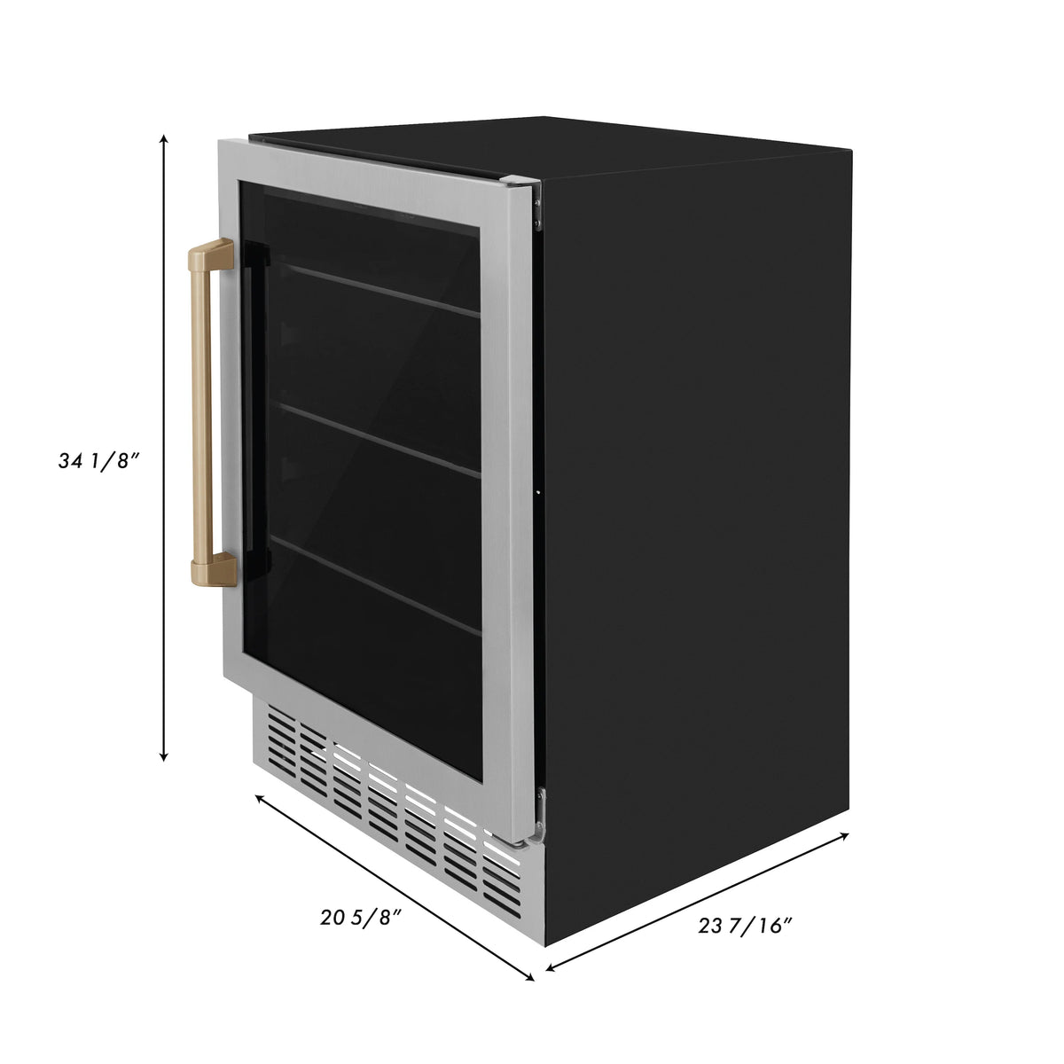 ZLINE 24&quot; Monument Autograph Edition 154 Can Beverage Fridge in Stainless Steel with Champagne Bronze Accents (RBV-US-24-CB)