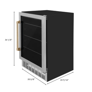 ZLINE 24" Monument Autograph Edition 154 Can Beverage Fridge in Stainless Steel with Champagne Bronze Accents (RBV-US-24-CB)