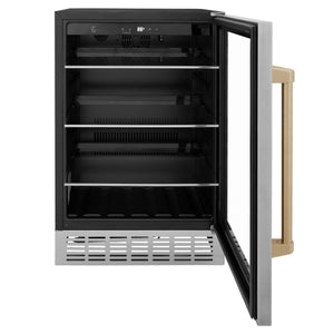 ZLINE 24" Monument Autograph Edition 154 Can Beverage Fridge in Stainless Steel with Champagne Bronze Accents (RBV-US-24-CB)