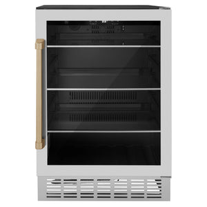 ZLINE 24" Monument Autograph Edition 154 Can Beverage Fridge in Stainless Steel with Champagne Bronze Accents (RBV-US-24-CB)