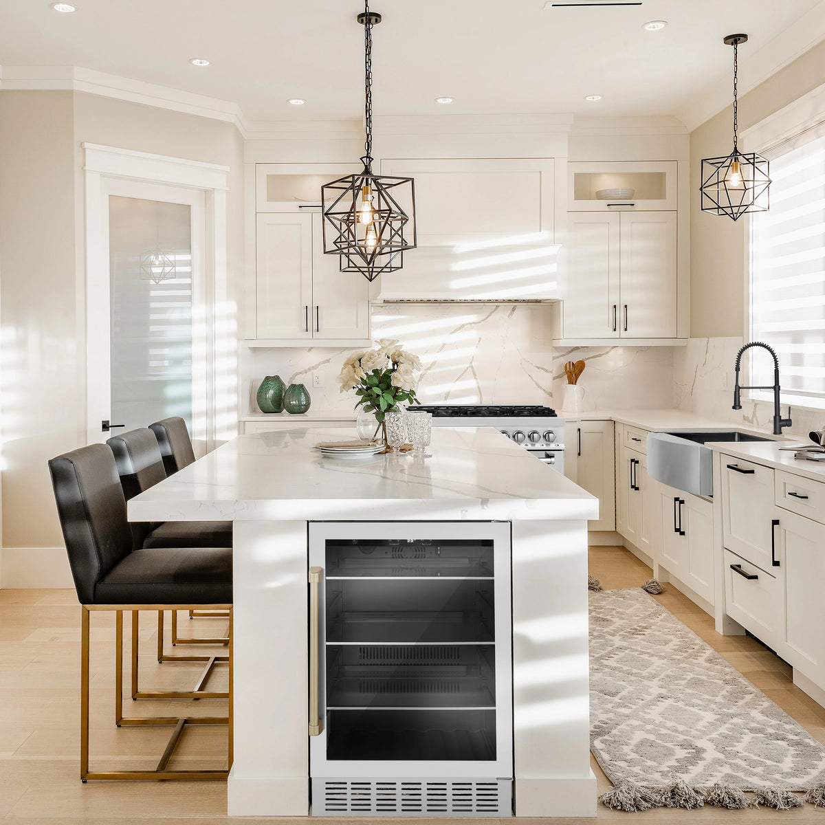 ZLINE 24&quot; Monument Autograph Edition 154 Can Beverage Fridge in Stainless Steel with Champagne Bronze Accents (RBV-US-24-CB)