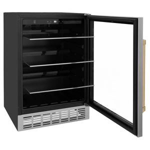 ZLINE 24" Monument Autograph Edition 154 Can Beverage Fridge in Stainless Steel with Champagne Bronze Accents (RBV-US-24-CB)