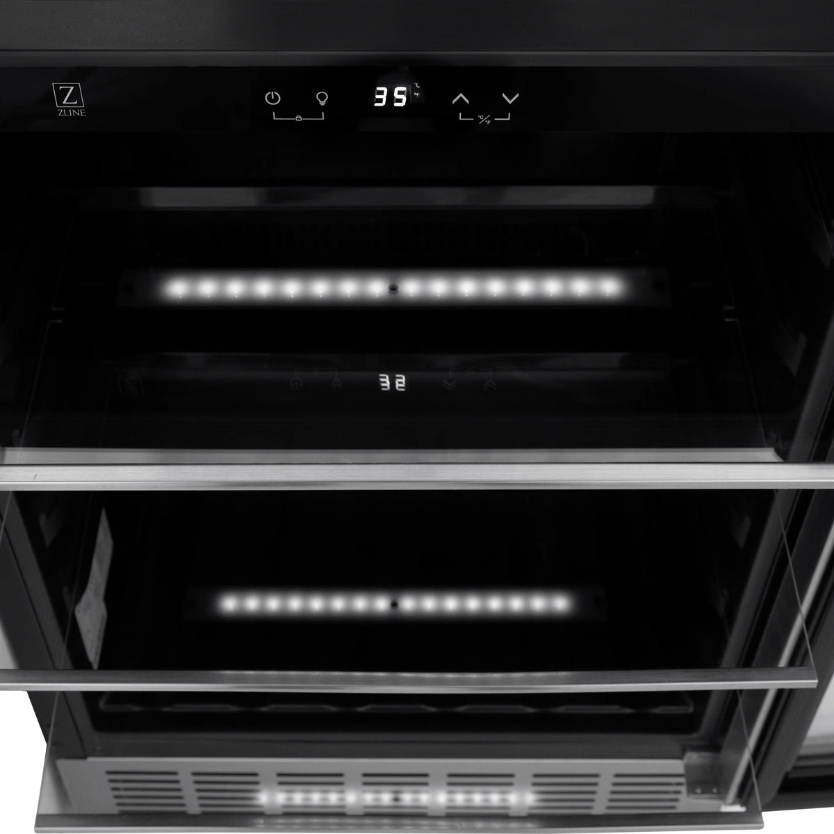 ZLINE 24&quot; Monument Autograph Edition 154 Can Beverage Fridge in Stainless Steel with Gold Accents (RBV-US-24-G)