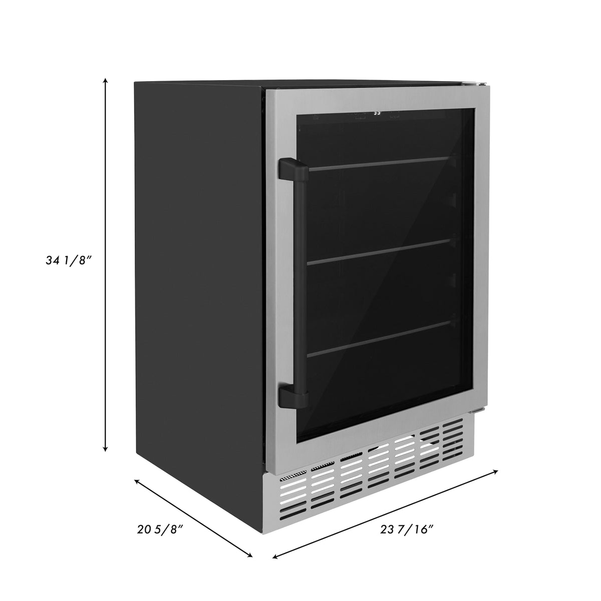 ZLINE 24&quot; Monument Autograph Edition 154 Can Beverage Fridge in Stainless Steel with Matte Black Accents (RBV-US-24-MB)