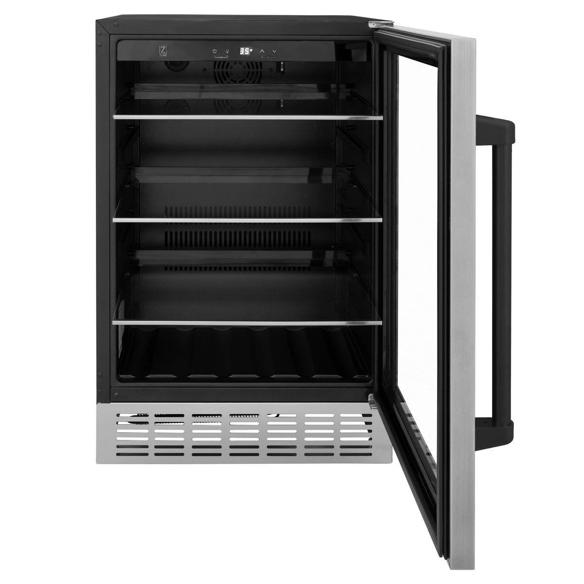 ZLINE 24&quot; Monument Autograph Edition 154 Can Beverage Fridge in Stainless Steel with Matte Black Accents (RBV-US-24-MB)