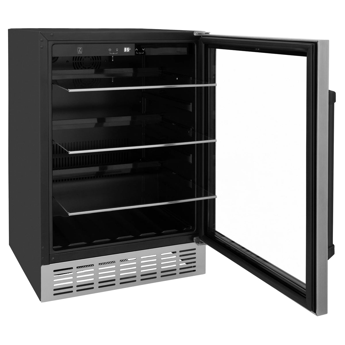 ZLINE 24&quot; Monument Autograph Edition 154 Can Beverage Fridge in Stainless Steel with Matte Black Accents (RBV-US-24-MB)