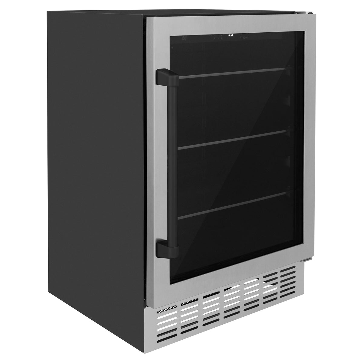 ZLINE 24&quot; Monument Autograph Edition 154 Can Beverage Fridge in Stainless Steel with Matte Black Accents (RBV-US-24-MB)