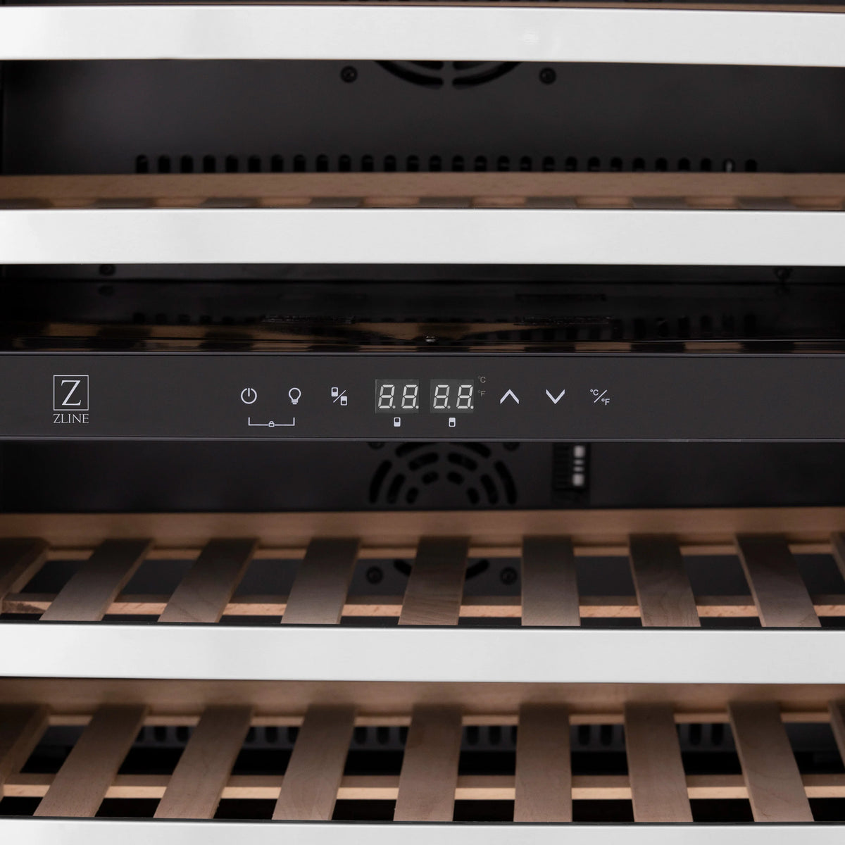 ZLINE 24&quot; Monument Autograph Edition Dual Zone 44-Bottle Wine Cooler in Stainless Steel with Champagne Bronze Accents (RWVZ-UD-24-CB)