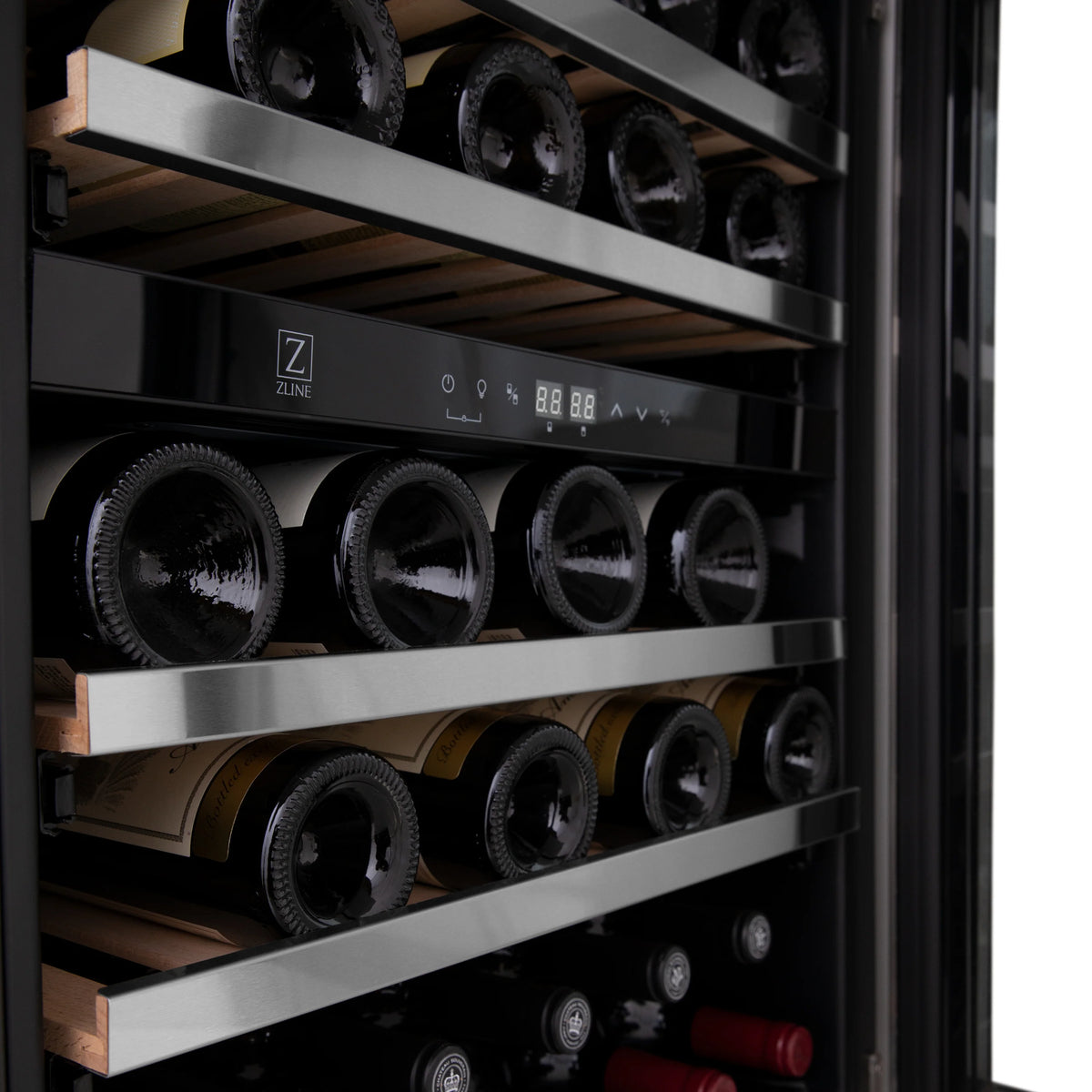 ZLINE 24&quot; Monument Autograph Edition Dual Zone 44-Bottle Wine Cooler in Stainless Steel with Gold Accents (RWVZ-UD-24-G)