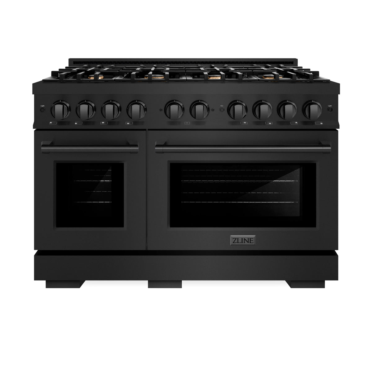 ZLINE - 48 in. 6.7 cu. ft. Select Double Oven Dual Fuel Range in Black Stainless Steel with 8 Brass Burners