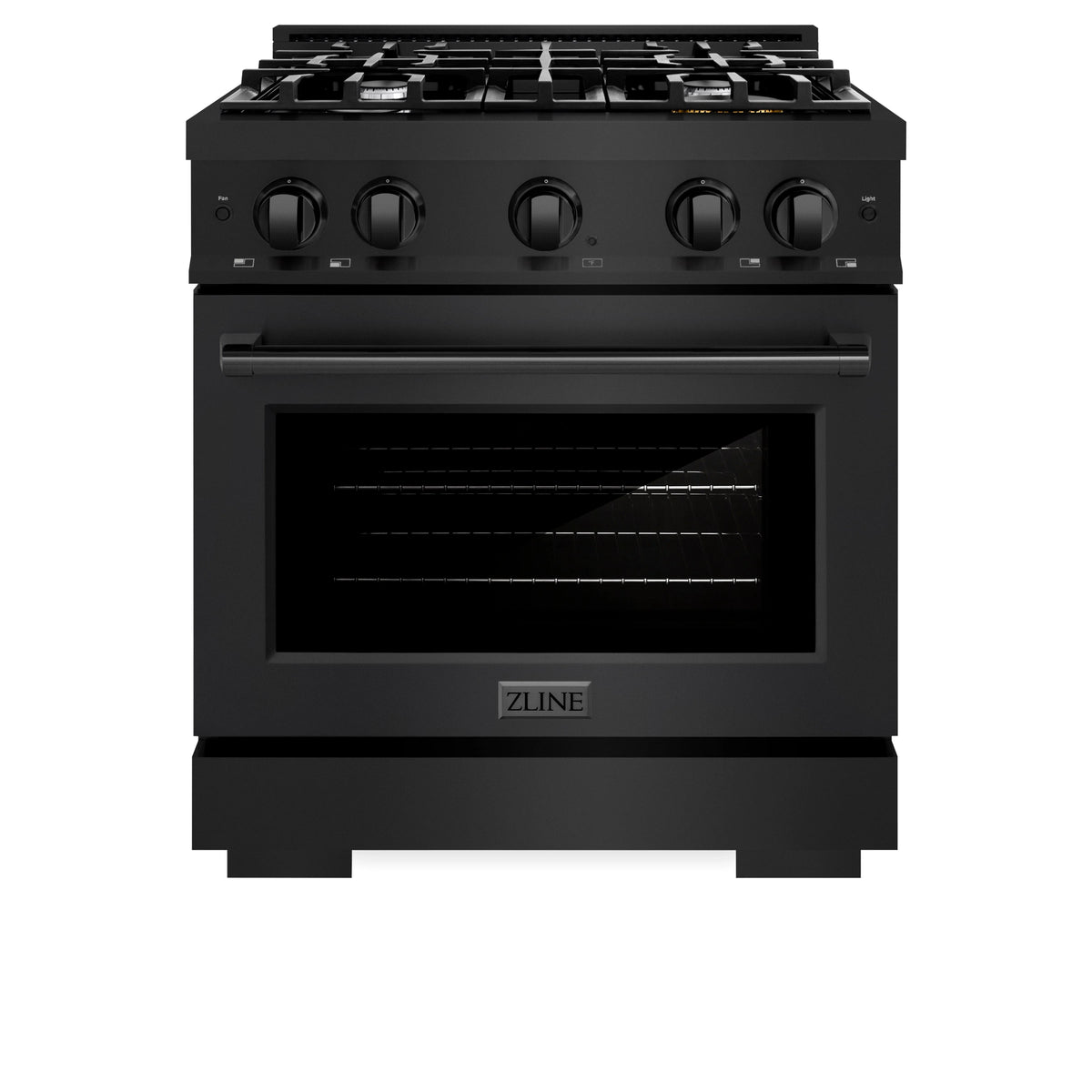 ZLINE - 30 in. 4.2 cu. ft. Select Dual Fuel Range with 4 Burner Gas Cooktop and Electric Convection Oven in Black Stainless Steel