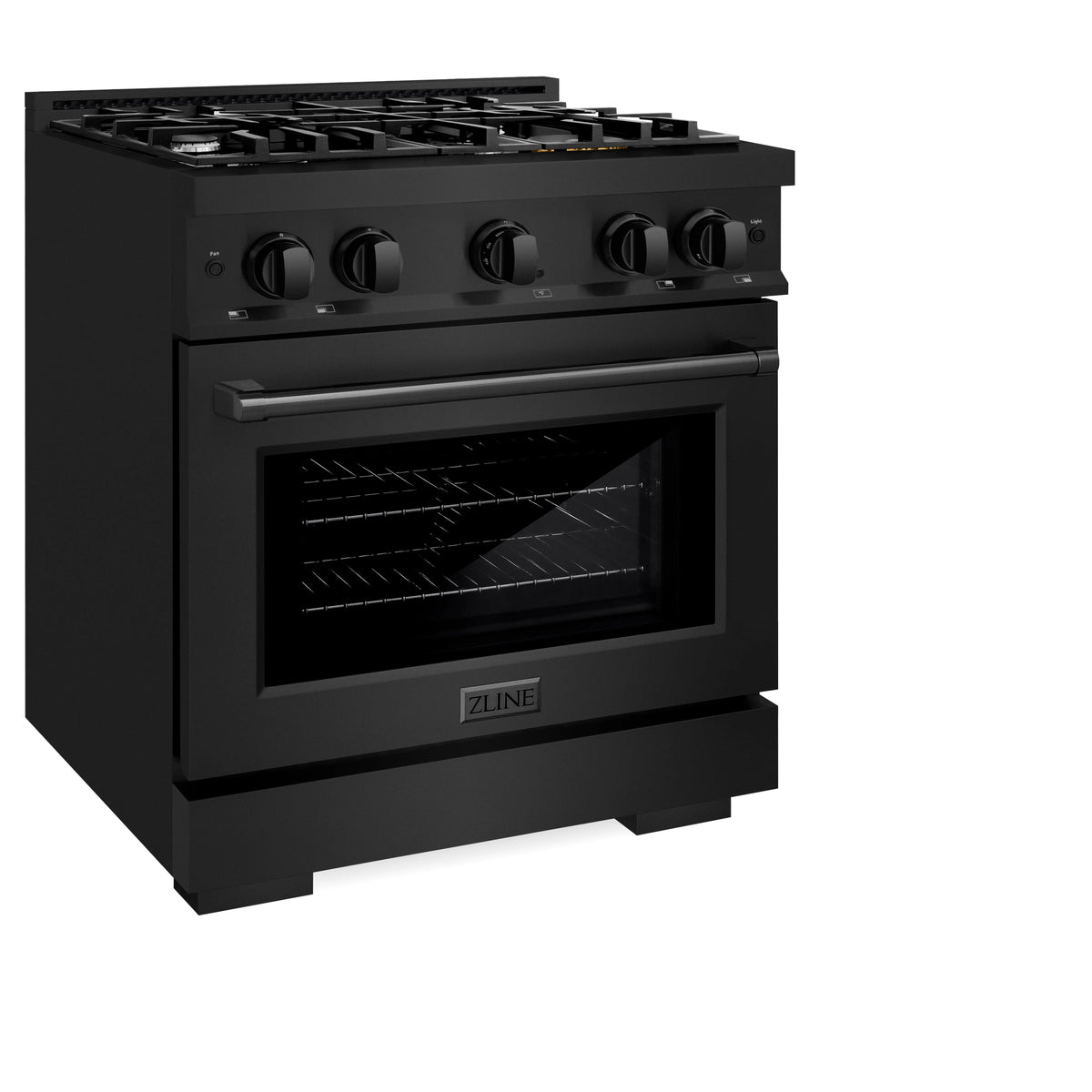 ZLINE - 30 in. 4.2 cu. ft. Select Dual Fuel Range with 4 Burner Gas Cooktop and Electric Convection Oven in Black Stainless Steel
