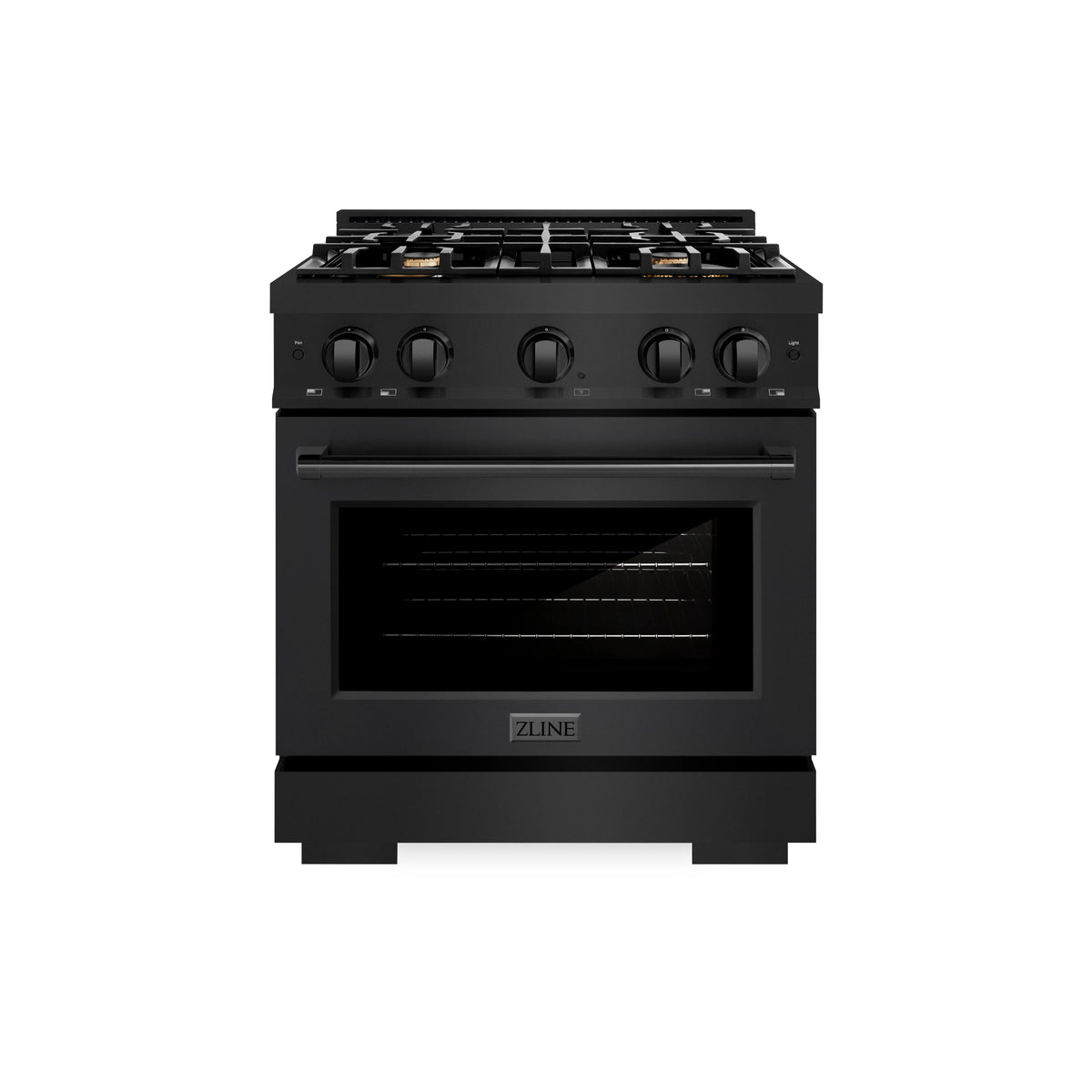 ZLINE - 30 in. 4.2 cu. ft. Select Gas Range with Convection Gas Oven in Black Stainless Steel with 4 Brass Burners (HGRB-BR-30)