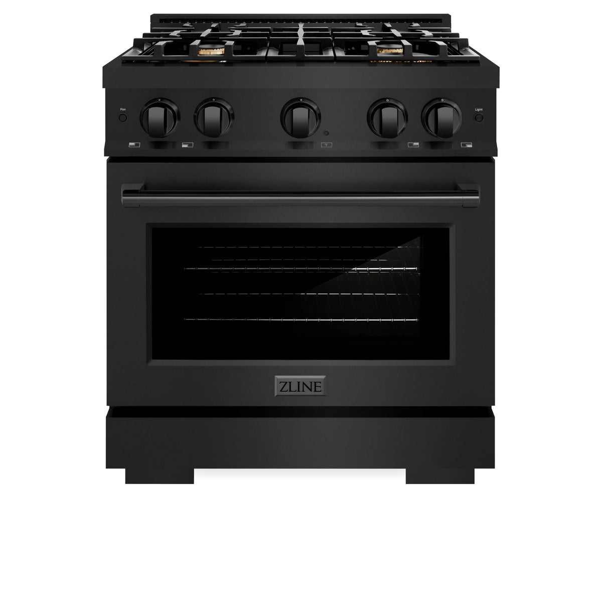 ZLINE - 30 in. 4.2 cu. ft. Select Gas Range with Convection Gas Oven in Black Stainless Steel with 4 Brass Burners (HGRB-BR-30)