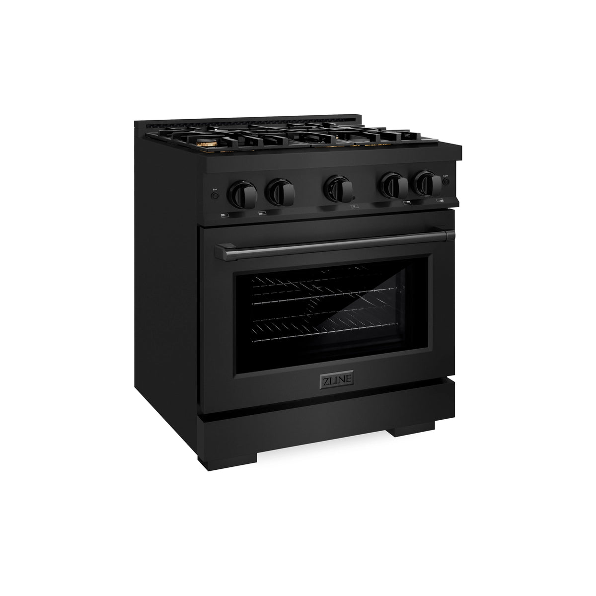 ZLINE - 30 in. 4.2 cu. ft. Select Gas Range with Convection Gas Oven in Black Stainless Steel with 4 Brass Burners (HGRB-BR-30)
