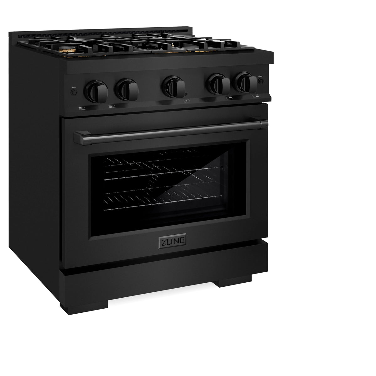 ZLINE - 30 in. 4.2 cu. ft. Select Gas Range with Convection Gas Oven in Black Stainless Steel with 4 Brass Burners (HGRB-BR-30)