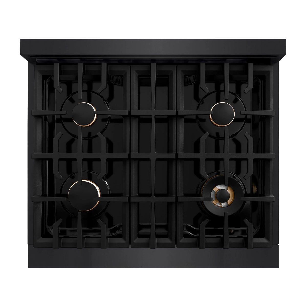 ZLINE - 30 in. 4.2 cu. ft. Select Gas Range with Convection Gas Oven in Black Stainless Steel with 4 Brass Burners (HGRB-BR-30)