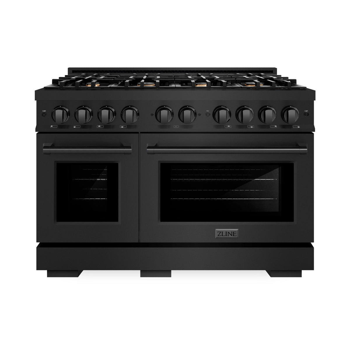 ZLINE - 48 in. 6.7 cu. ft. Select Double Oven Gas Range in Black Stainless Steel with 8 Brass Burners