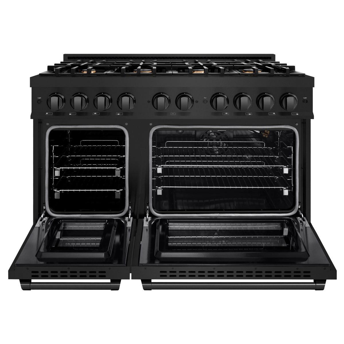 ZLINE - 48 in. 6.7 cu. ft. Select Double Oven Gas Range in Black Stainless Steel with 8 Brass Burners