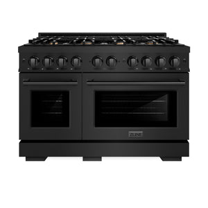 ZLINE - 48 in. 6.7 cu. ft. Select Double Oven Gas Range in Black Stainless Steel with 8 Brass Burners