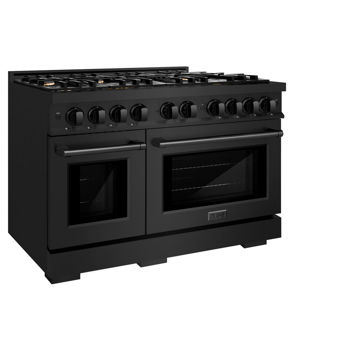 ZLINE - 48 in. 6.7 cu. ft. Select Double Oven Gas Range in Black Stainless Steel with 8 Brass Burners