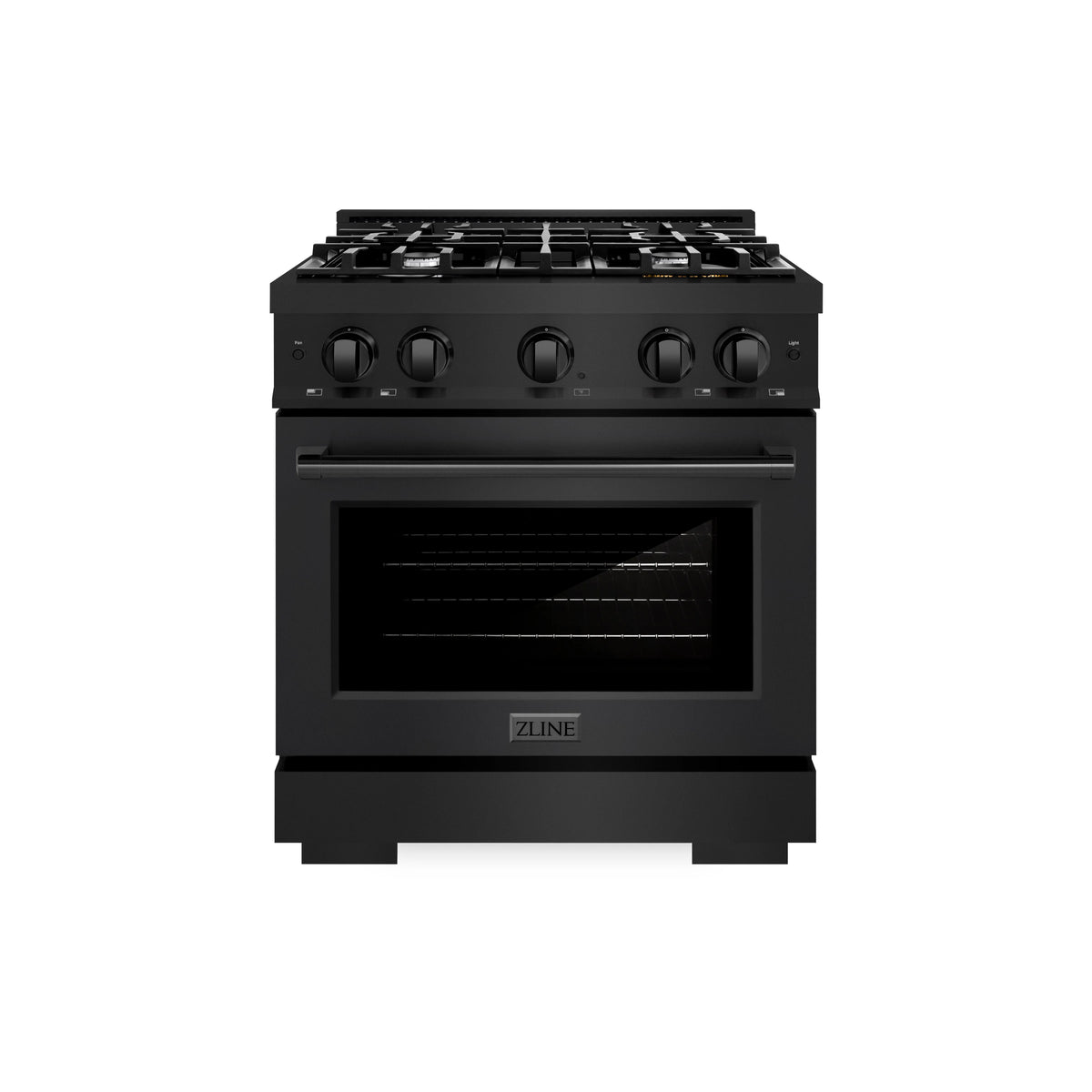 ZLINE - 30 in. 4.2 cu. ft. Select Gas Range with 4 Burner Cooktop and Convection Gas Oven in Black Stainless Steel (HGRB-30)